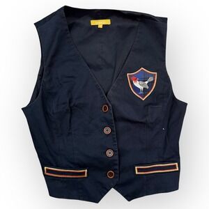 Francis Navy Blue Vest with Patch and Buttons 4